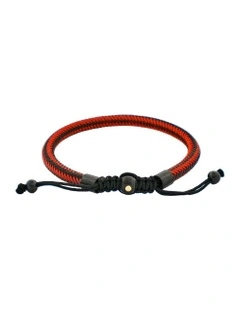 Stainless Steel Cord Macrame Bracelet in Red