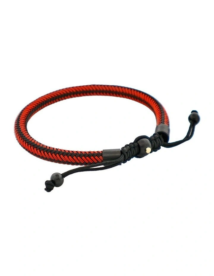 Stainless Steel Cord Macrame Bracelet in Red image 2