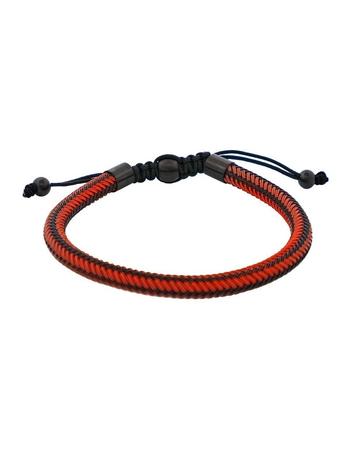Stainless Steel Cord Macrame Bracelet in Red image 3