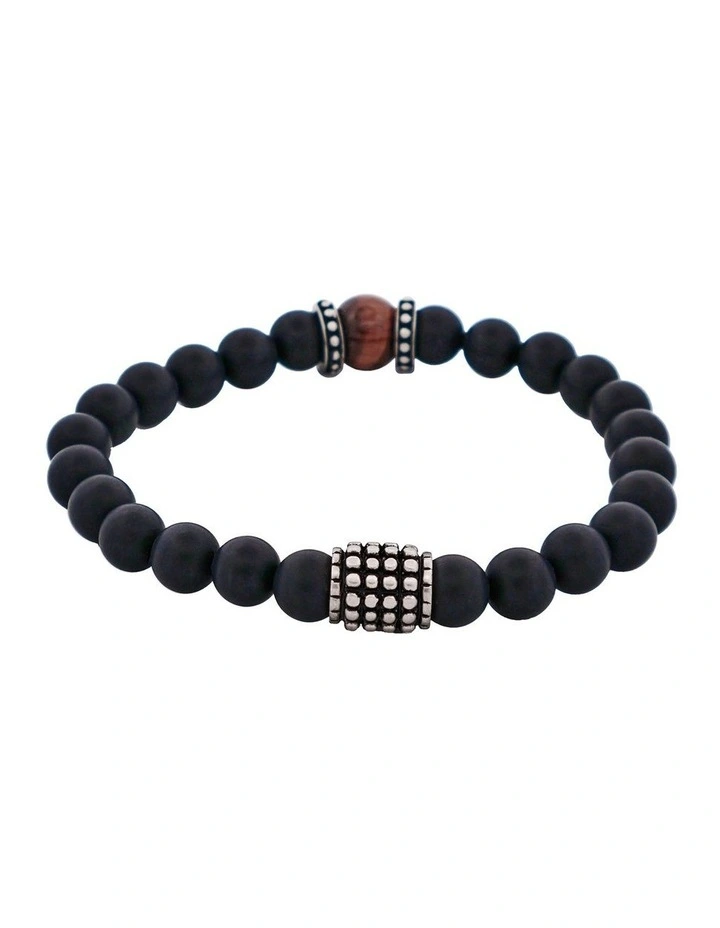 Agate Red Tiger Eye Bead Bracelet in Black image 4