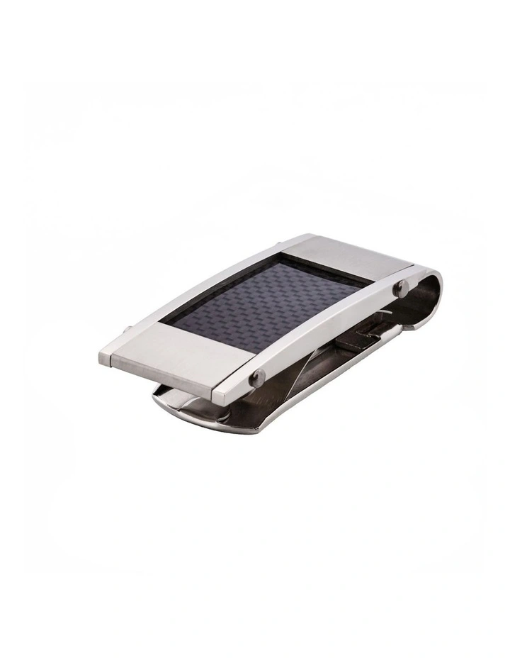 Stainless Steel Carbon Money Clip in Silver image 1