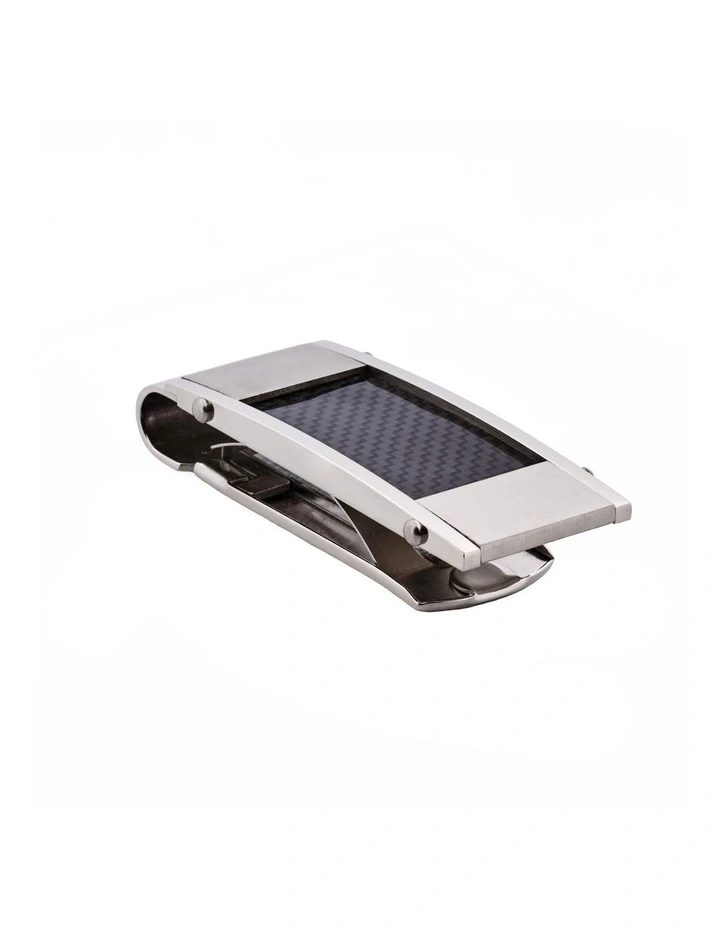 Stainless Steel Carbon Money Clip in Silver image 2