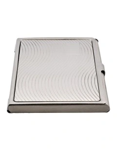 Brushed Stainless Steel Wave Pattern Card Case in Silver