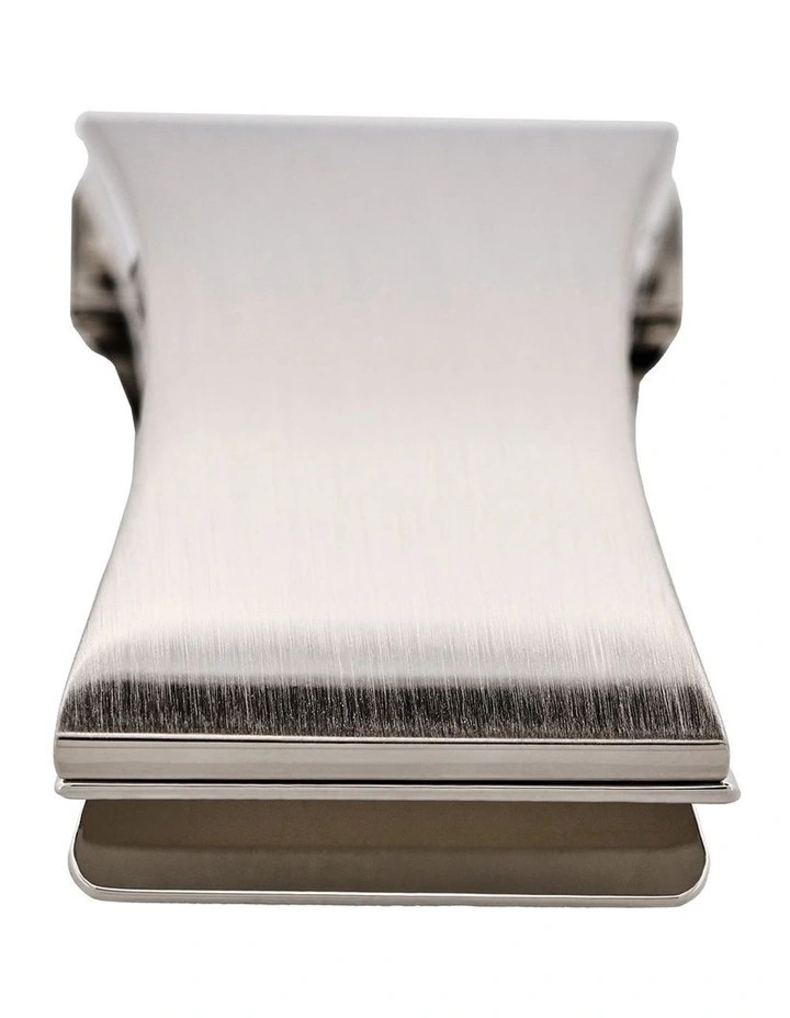 Brushed Rhodium Plated Curved Money Clip in Silver image 1