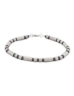 Stainless Steel Tube Bead And Ball Bracelet in Silver