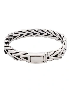 Stainless Steel Byzantine Chain Bracelet in Silver