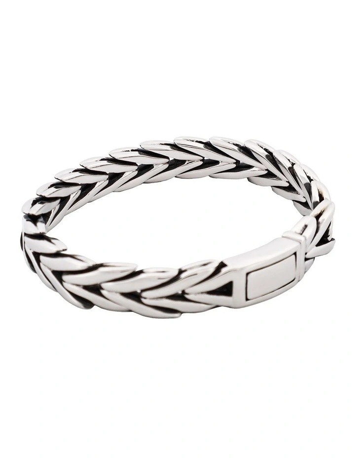 Stainless Steel Byzantine Chain Bracelet in Silver image 2