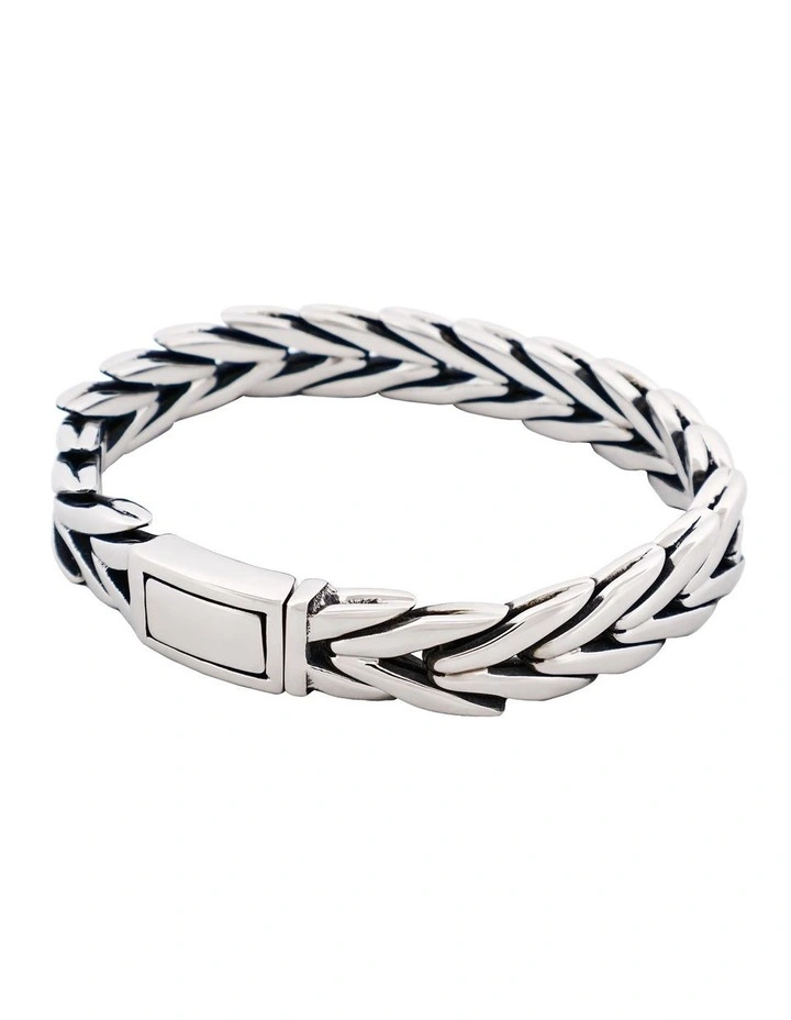 Stainless Steel Byzantine Chain Bracelet in Silver image 3