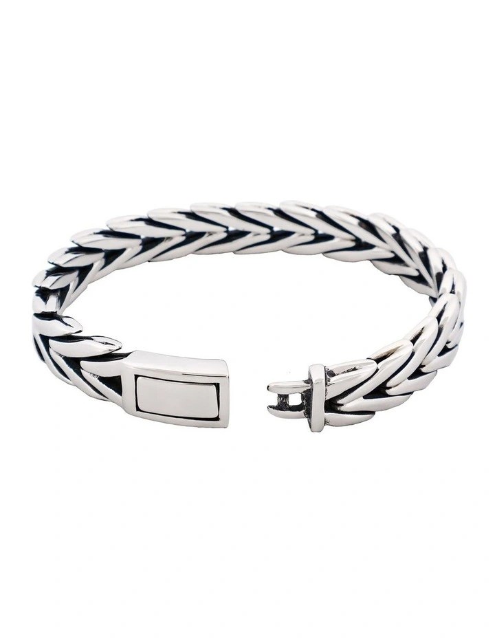 Stainless Steel Byzantine Chain Bracelet in Silver image 4