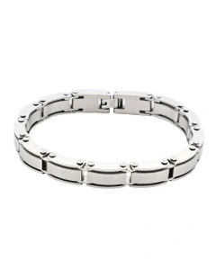 Brushed Stainless Steel Link Bracelet in Silver