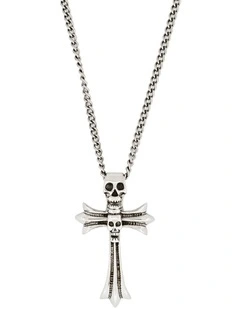 Alloy And Skull Cross Pendant With Chain in Silver