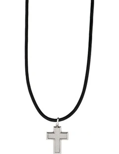 Stainless Steel Large Fibreglass Cross on Rubber Chain in Silver