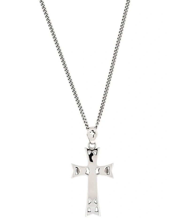 Alloy And Gothic Skull Cross Pendant On 55cm Chain in Silver image 2