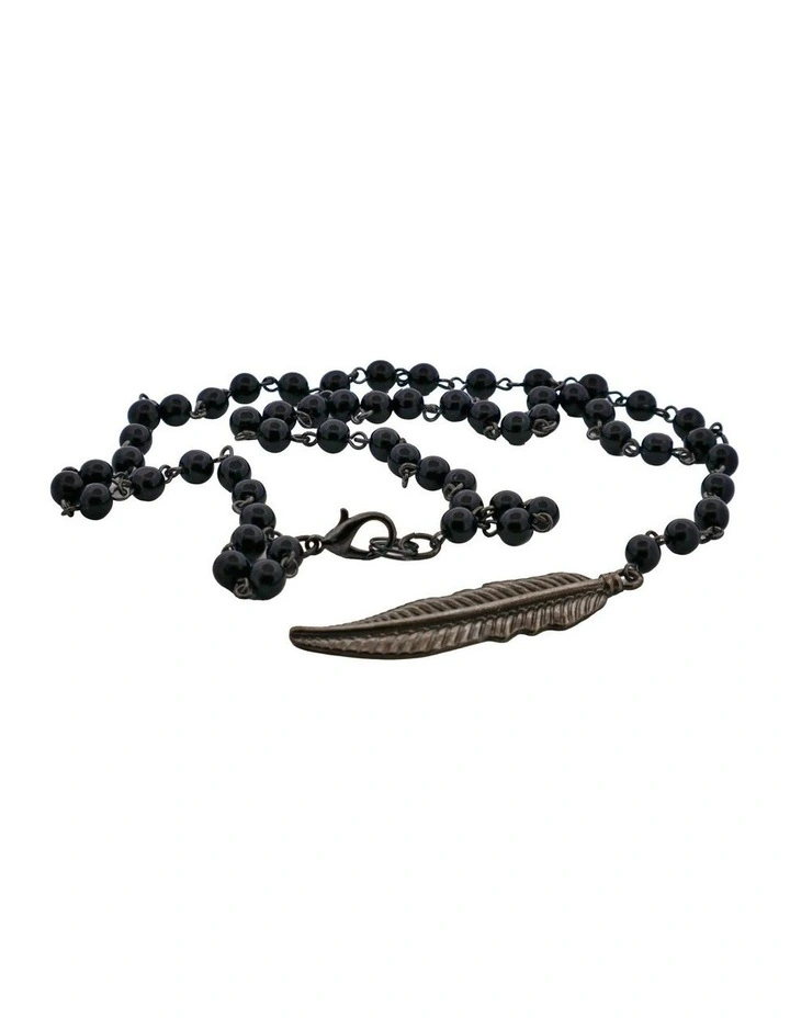 Alloy Feather Pendant On Alloy And Plated Ball Chain in Black image 4
