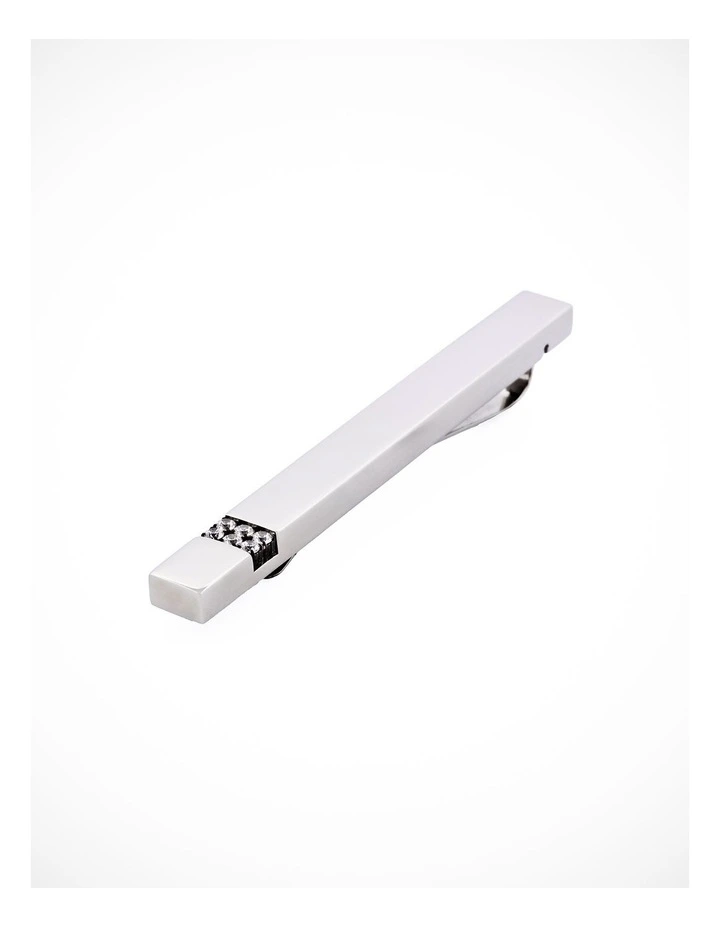 Stainless Steel Cubic Zirconia Tie Clip in Silver image 1