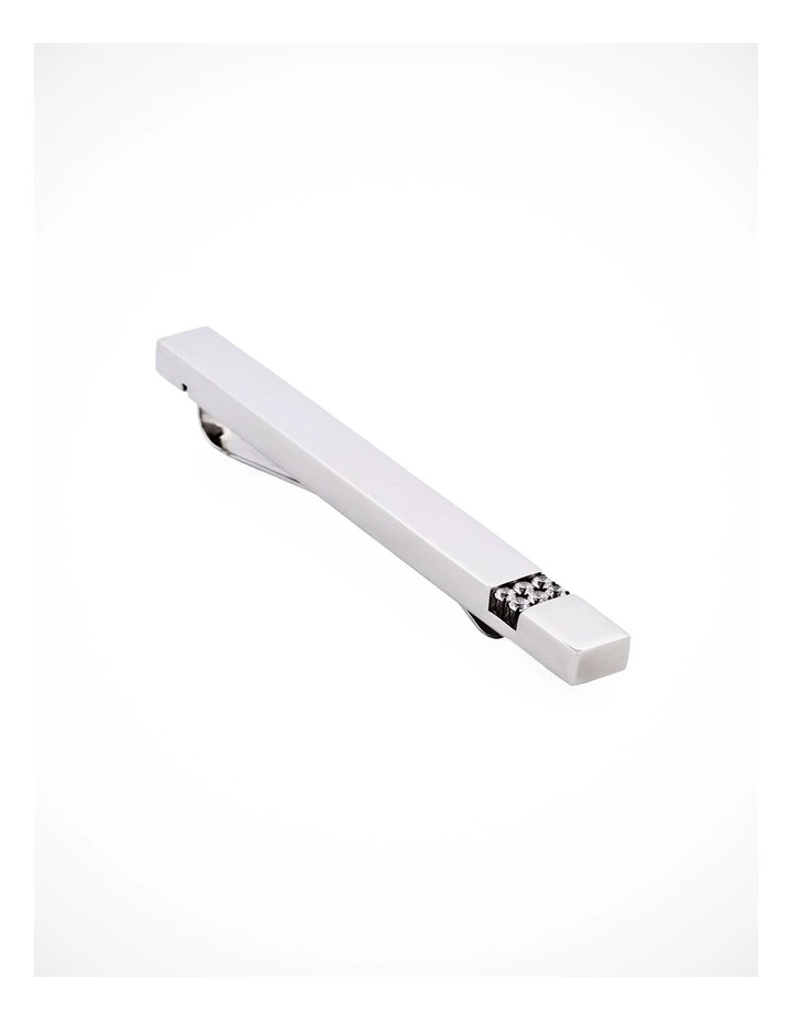 Stainless Steel Cubic Zirconia Tie Clip in Silver image 2