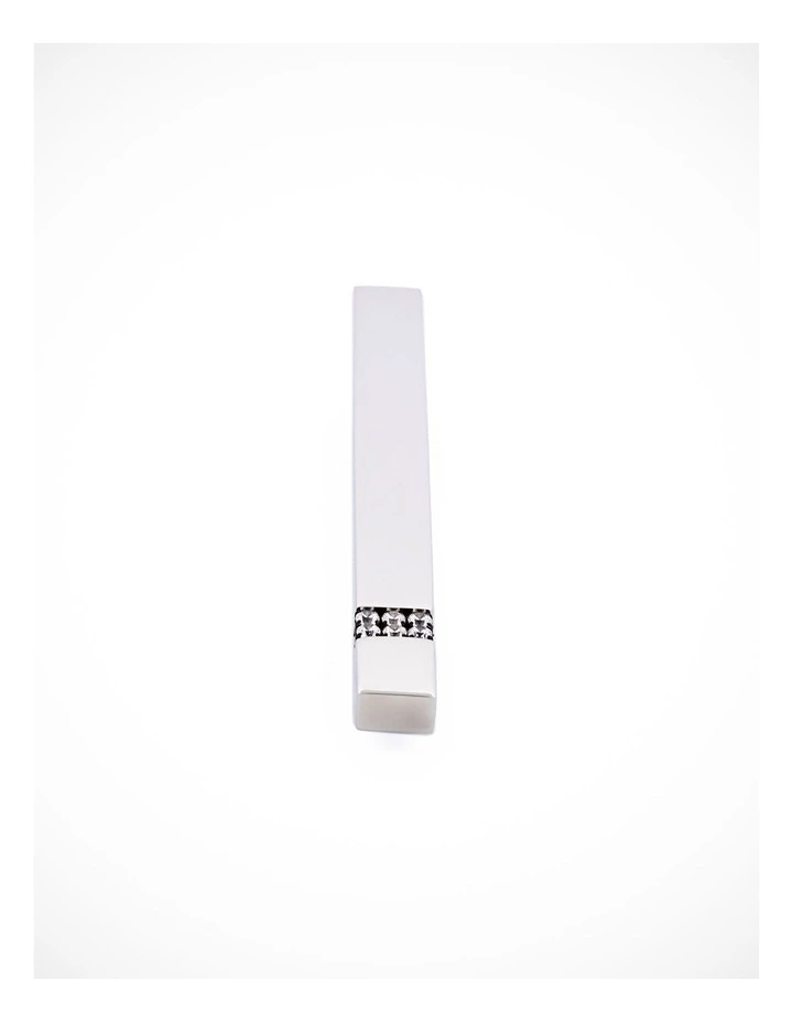 Stainless Steel Cubic Zirconia Tie Clip in Silver image 3