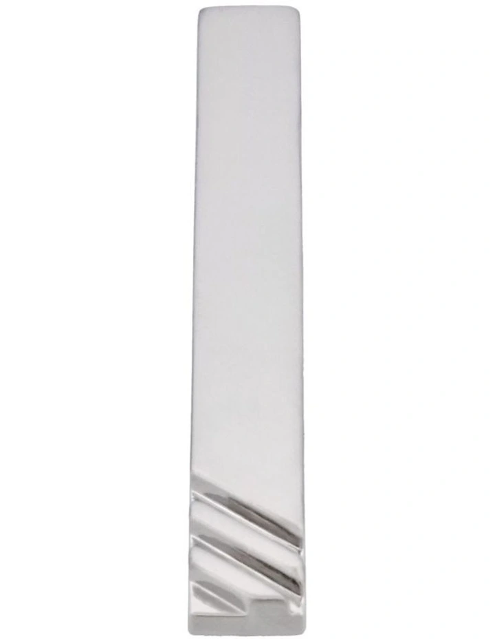 Brush Rhodium Plated Tie Bar in Silver image 1