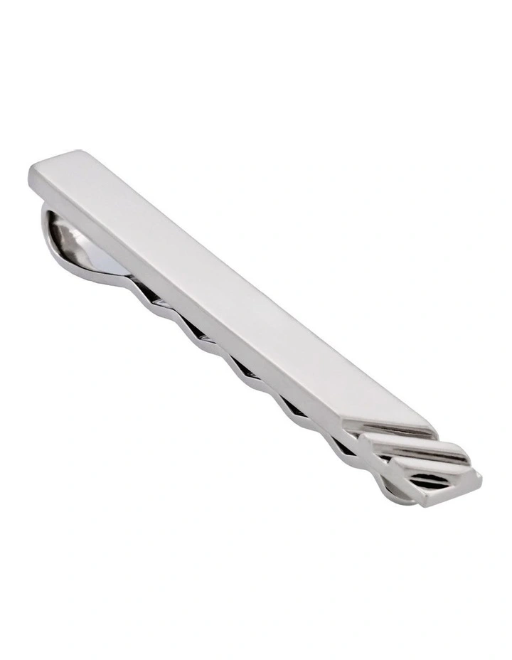 Brush Rhodium Plated Tie Bar in Silver image 3