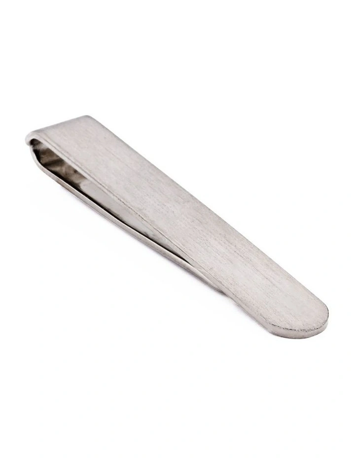 Brush Rhodium Tie Slide in Silver image 2