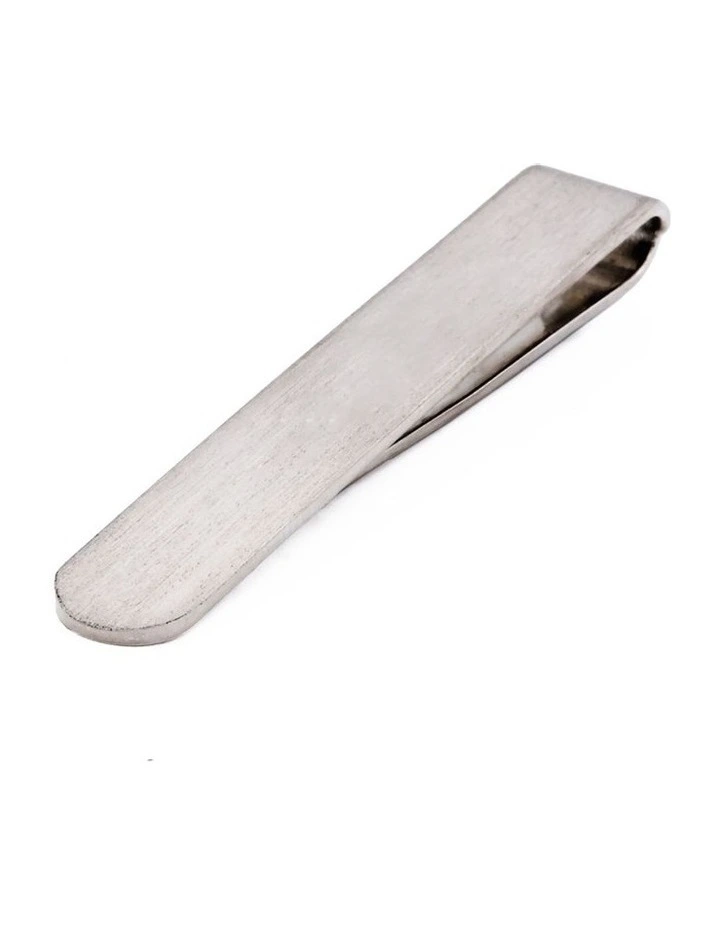 Brush Rhodium Tie Slide in Silver image 3