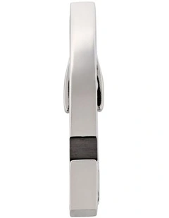 Polished Rhodium and Gun Metal Plated Tie Clip in Silver