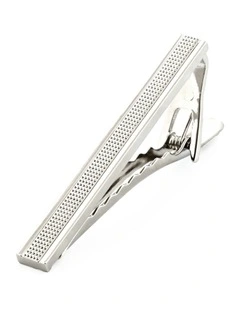 Rhodium Patterned Tie Bar 50mm in Silver