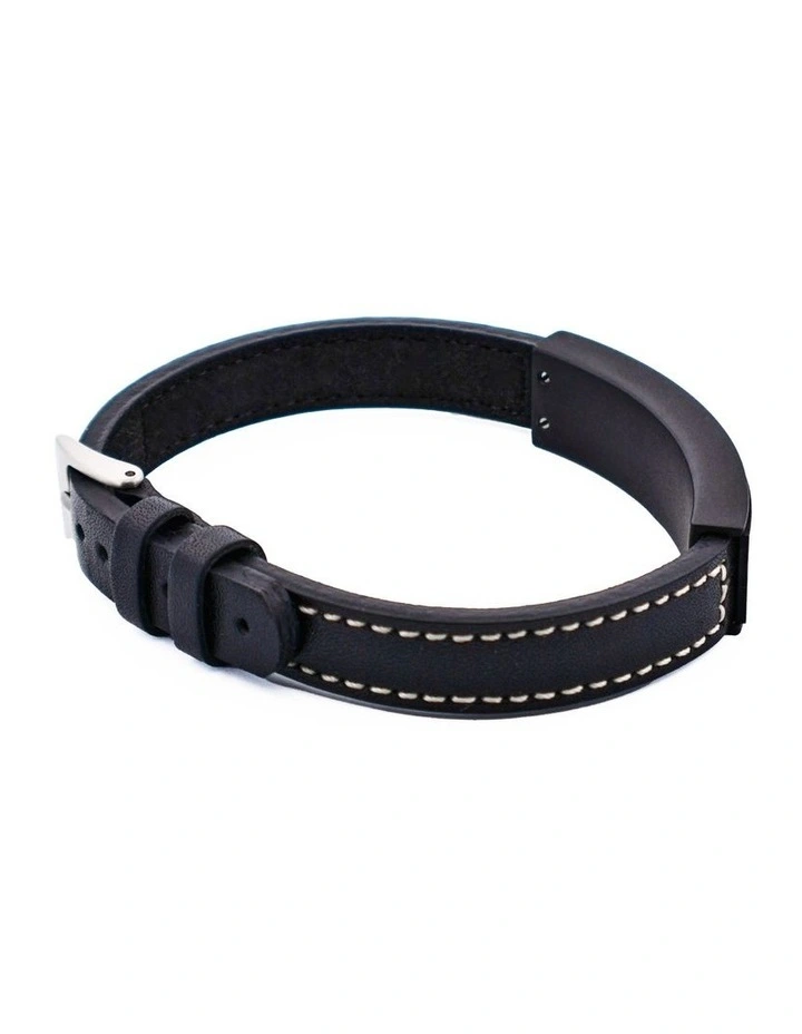 Stainless Steel Colour Gradiant And Leather Bracelet in Silver image 2