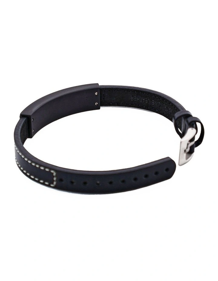 Stainless Steel Colour Gradiant And Leather Bracelet in Silver image 3