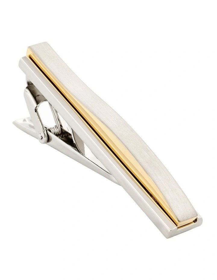Rhodium and Gold Plated Tie Clip in Silver image 3