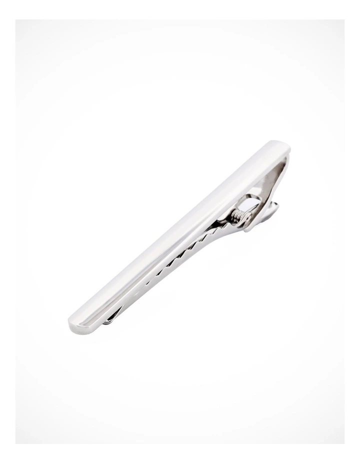 Rhodium Plated Tie Bar in Silver image 2