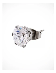 Stainless Steel Earring Cubic Zirconia in Silver
