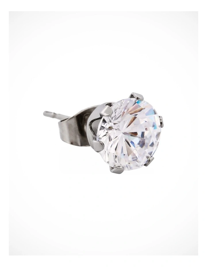 Stainless Steel Earring Cubic Zirconia in Silver image 2