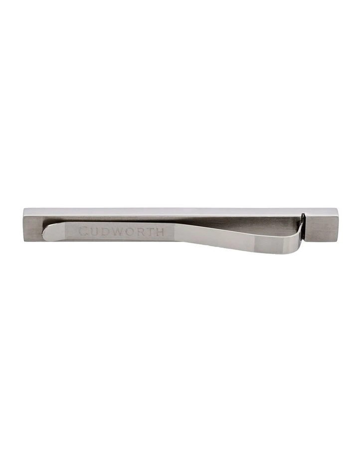 Polished Stainless Steel Tie Slide with Carbon Fibre inlay in Silver image 4