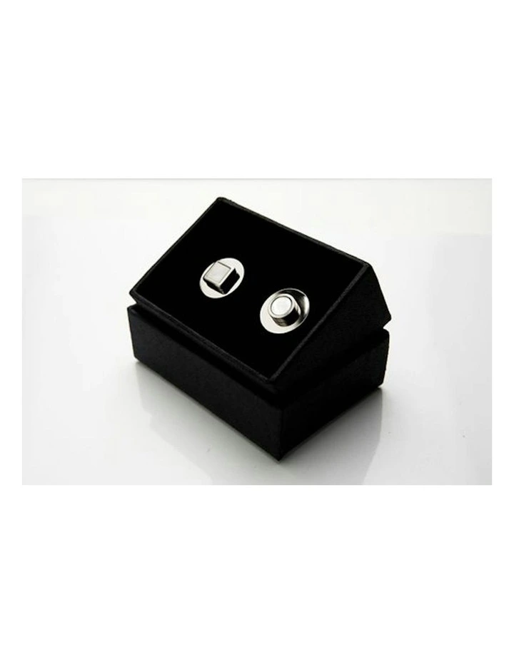 Rhodium Twist Mother Of Pearl Cufflinks in Silver image 1