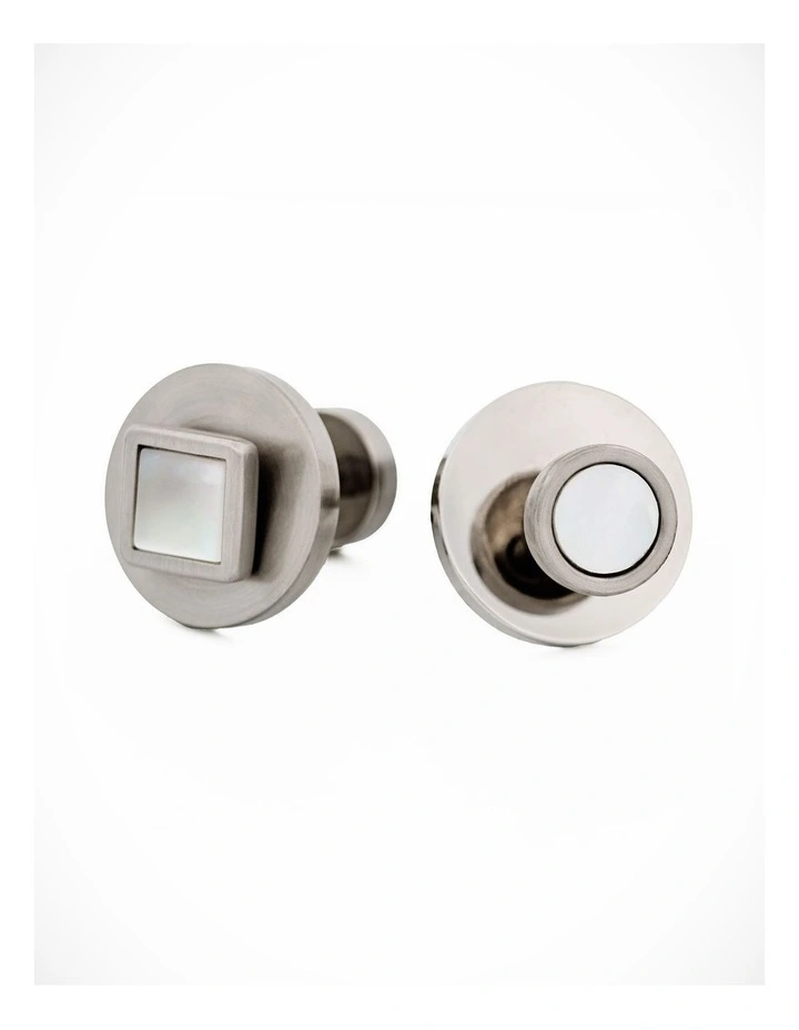 Rhodium Twist Mother Of Pearl Cufflinks in Silver image 2