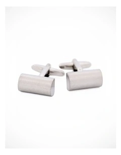 Scratched Rhodium Cufflinks in Silver