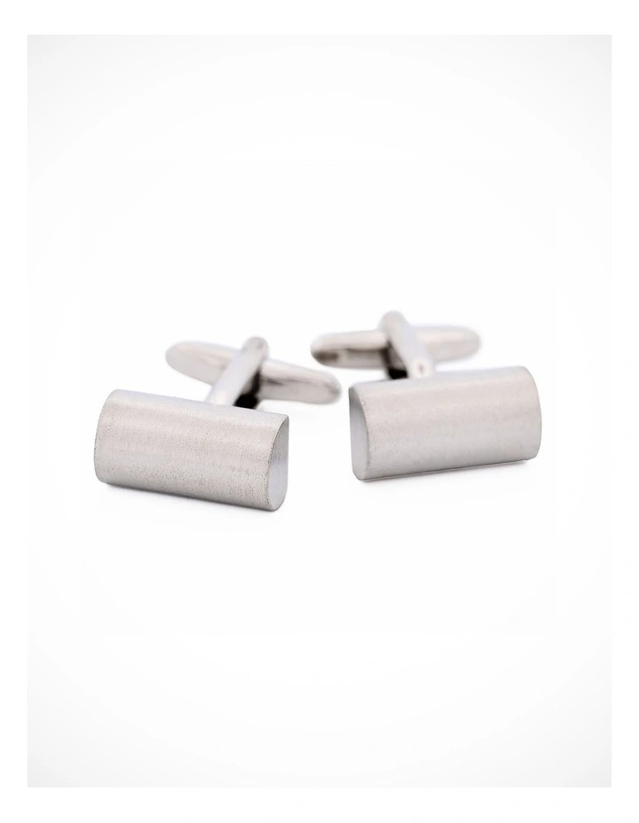 Scratched Rhodium Cufflinks in Silver image 1