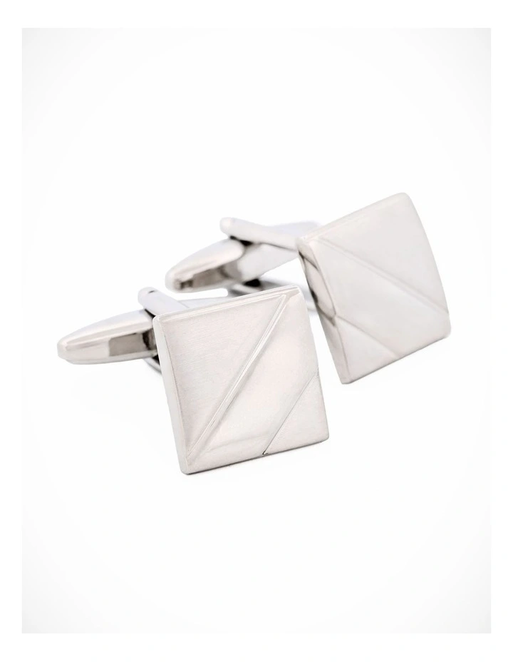 Rhodium Plated Cufflinks in Silver image 3
