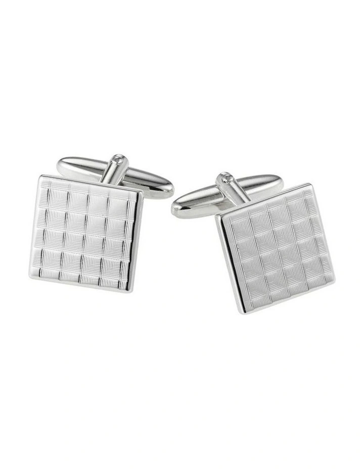 Rhodium Plated Cufflinks in Silver image 1