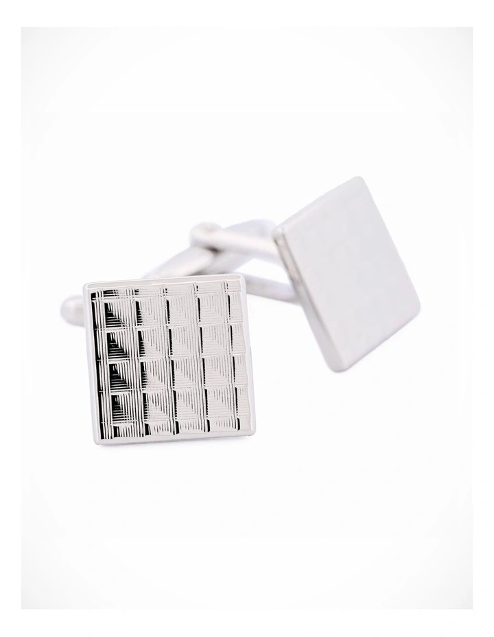Rhodium Plated Cufflinks in Silver image 2