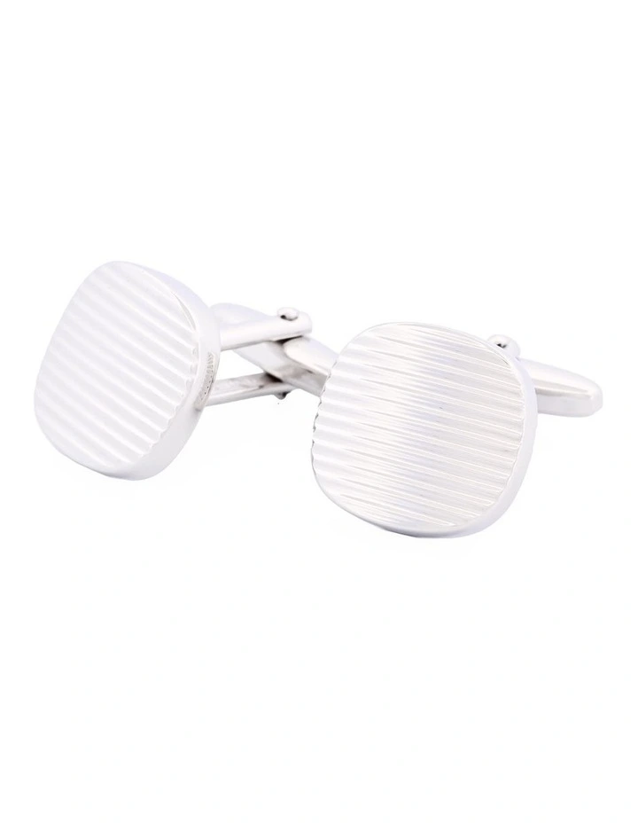 Rhodium Plated Cufflinks in Silver image 2