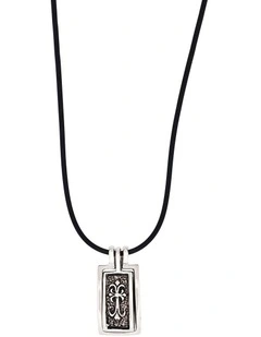 Alloy Locket Style Pendant With Heraldic Cross Pattern On Rubber Chain in Silver