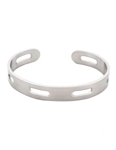 Polished Stainless Steel Cuff And Bangle in Silver