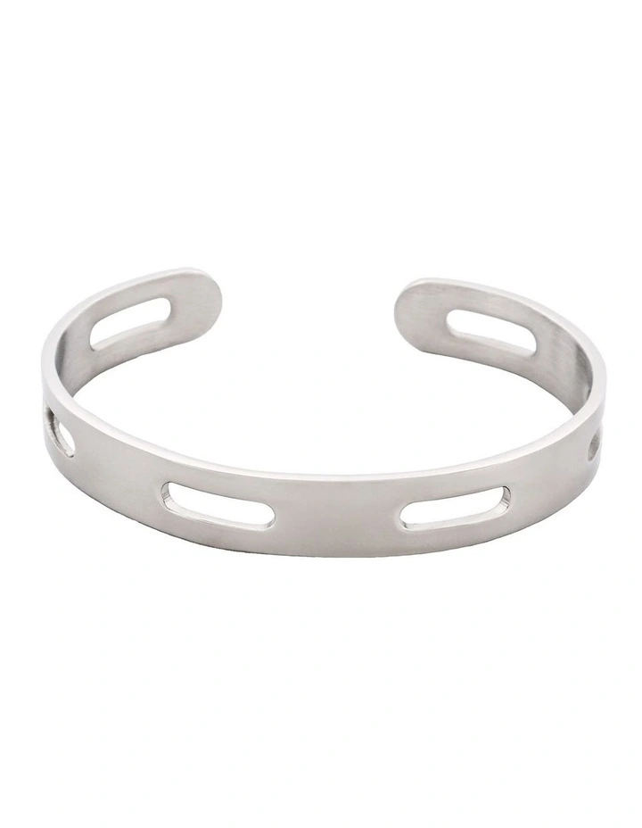 Polished Stainless Steel Cuff And Bangle in Silver image 1