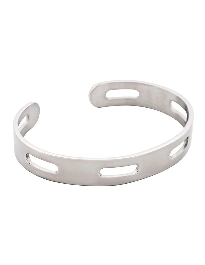 Polished Stainless Steel Cuff And Bangle in Silver image 2