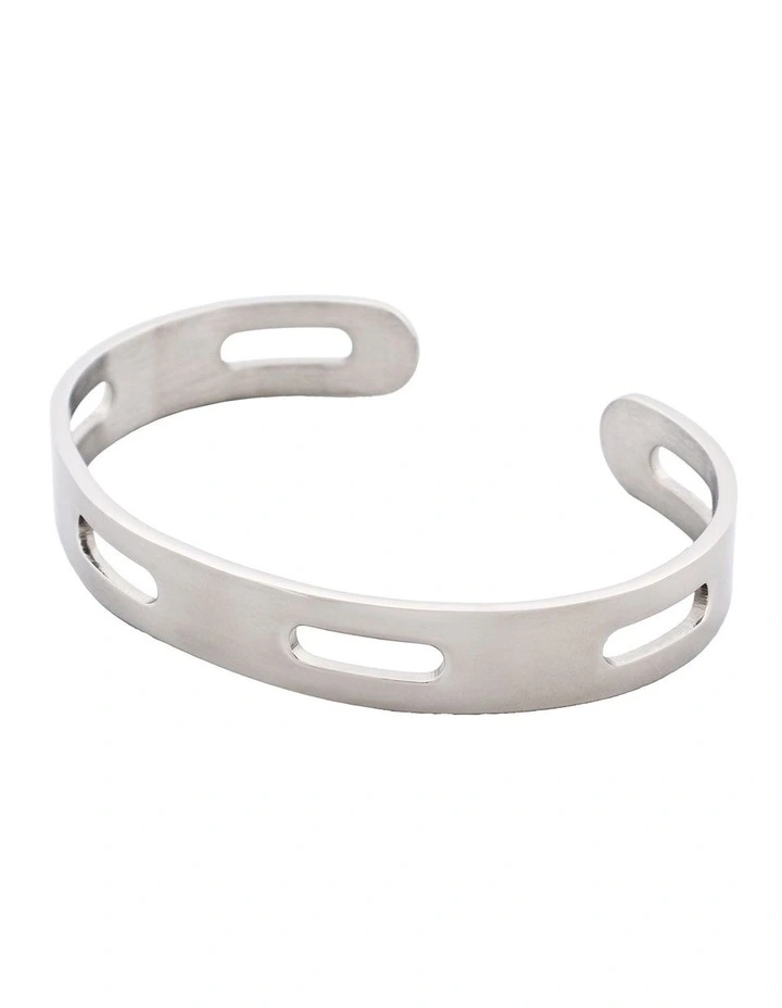Polished Stainless Steel Cuff And Bangle in Silver image 3