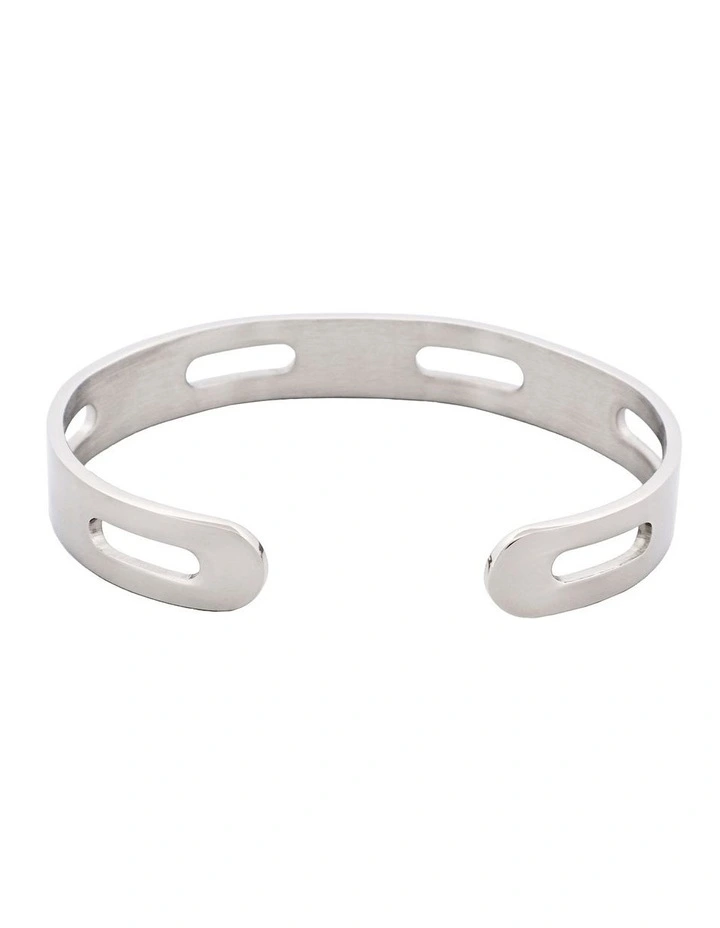 Polished Stainless Steel Cuff And Bangle in Silver image 4