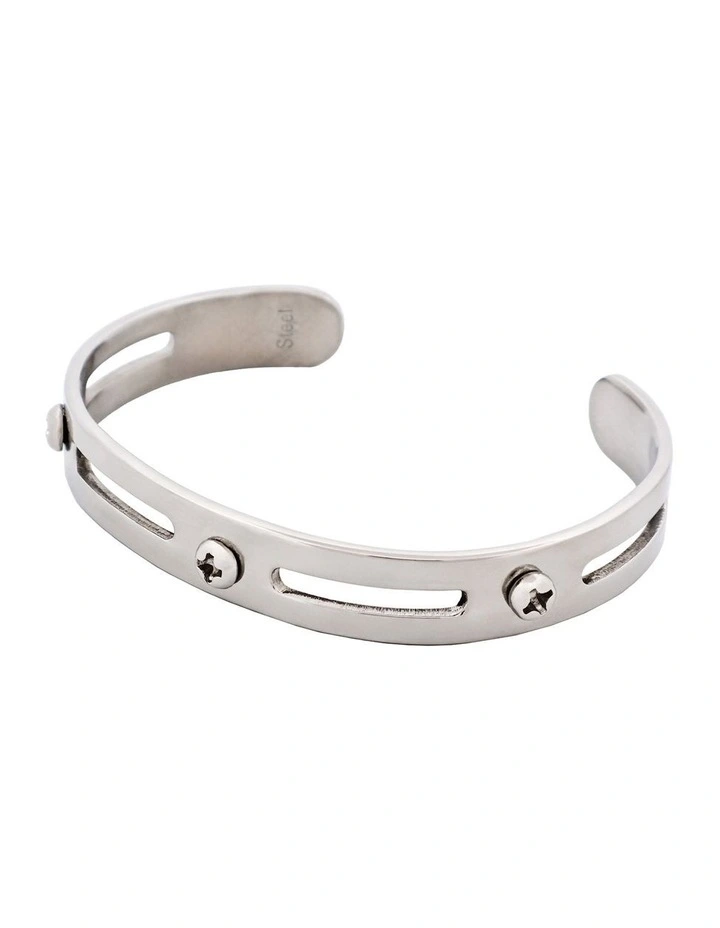 Stainless Steel Bangle And Cuff in Silver image 3