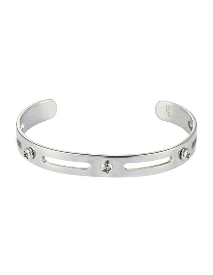Stainless Steel Bangle And Cuff in Silver image 4